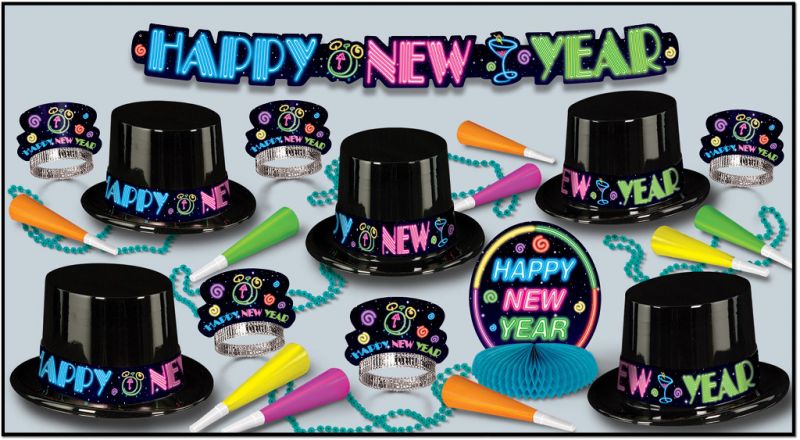 New Years Party Pack - Neon, Assorted, For 10 People