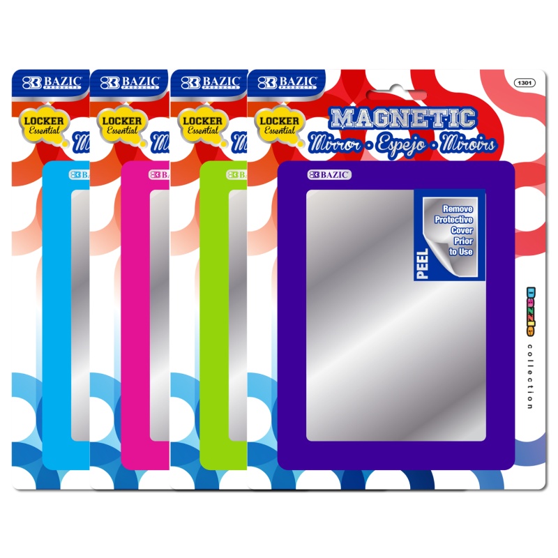 Magnetic Locker Mirrors - 4 Assorted Colors