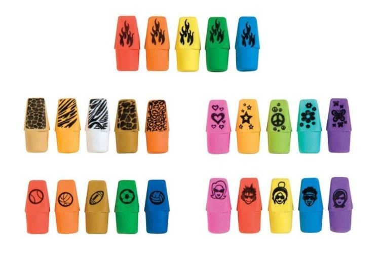 Pencil Top Erasers - 900 Count, Fun Designs