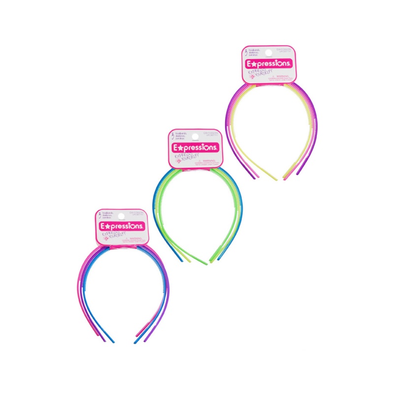 Rubber-Coated Headbands - 3 Pack, Assorted Colors