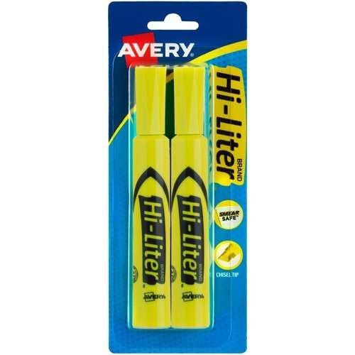 Highlighters - Fluorescent Yellow, Chisel Tip, 2 Pack