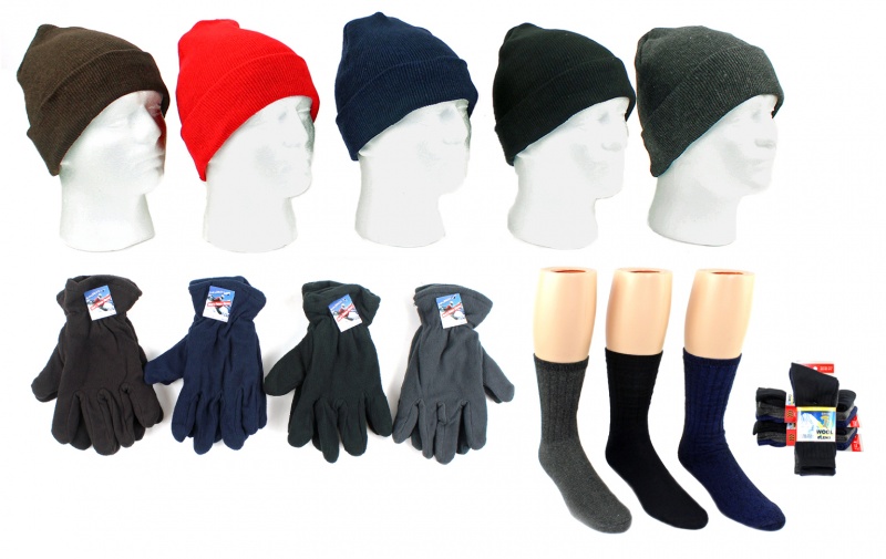 Men's Winter Hats, Gloves Socks Combo