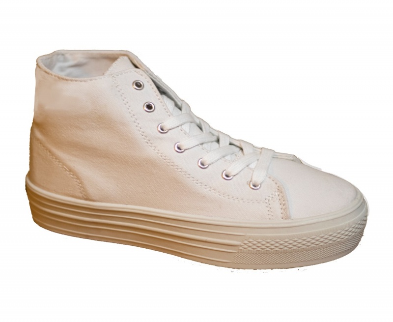 Ladies Canvas Hi Top Sneaker - White - Size 5.5-10
