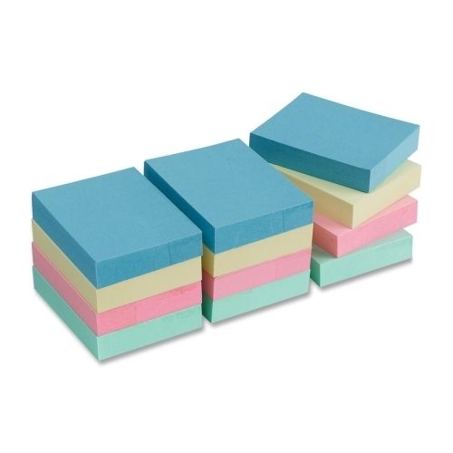Adhesive Notes - 12 Count Packs, 100 Sheets/Pad, Pastel Colors