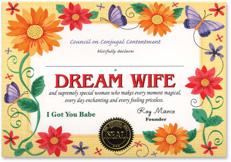 Dream Wife Certificate