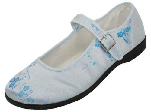 Women's Light Blue Brocade Mary Janes Shoes (36 Pairs)