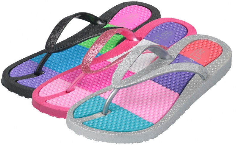 Girls' Flip Flops - Multicolor Insoles, Sizes 11-3