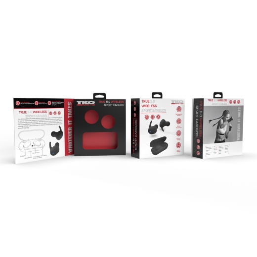 Bluetooth Sport Earbuds with Charging Case - Black, Wingtip