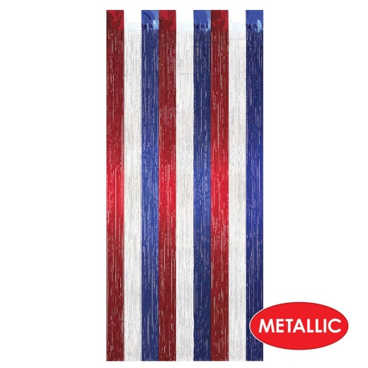 Red, White, Blue Fringe Curtain Streamers - 8' x 3'
