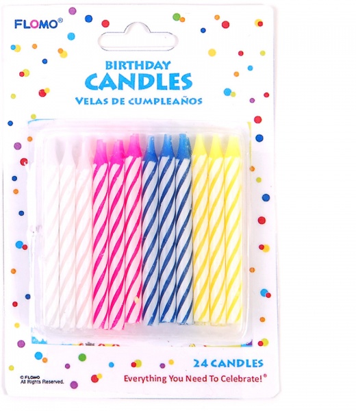 Happy Birthday Spiral Candles - 24 Pack, 2.25"