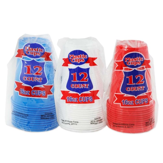 16 Oz Patriotic Plastic Cups - 12 Pack