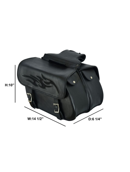 Genuine Naked Leather Concealed Carry Saddlebag With Flame