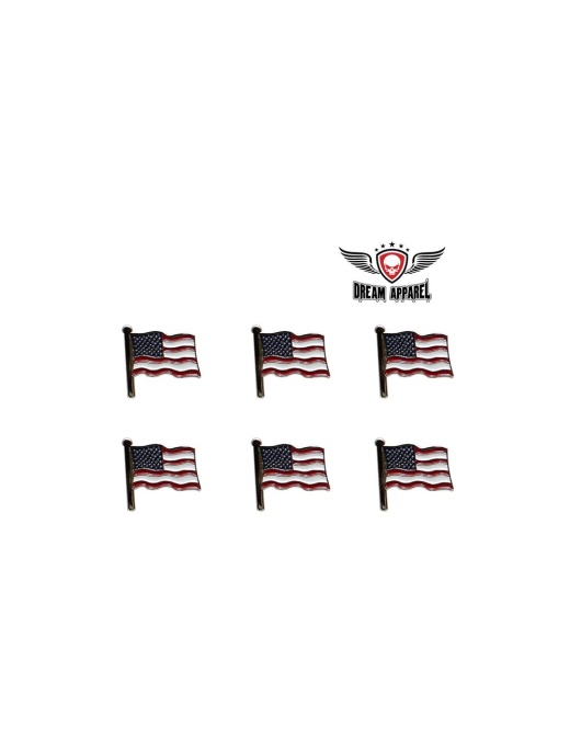 1" Chrome American Flag Pin - 6 Pack