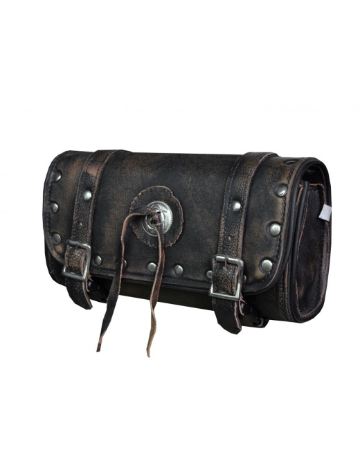 Dream Apparel Distress Brown Genuine Leather Toolbag 10"