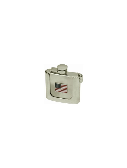 Metal Flask Buckle with American Flag On Front