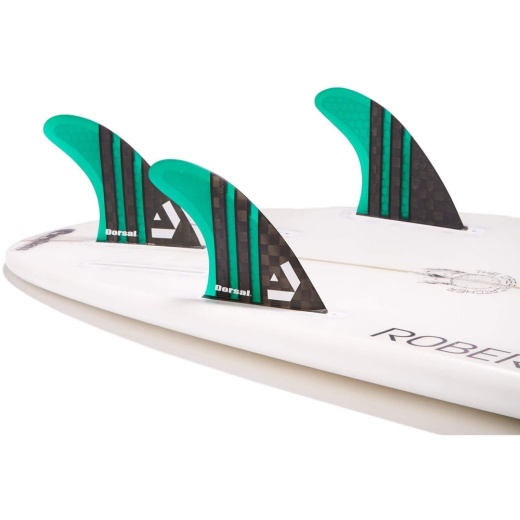 DORSAL Surfboard-Flossen Carbon Thruster Set (3er) – Honeycomb, Future-Kompatibel, Blau