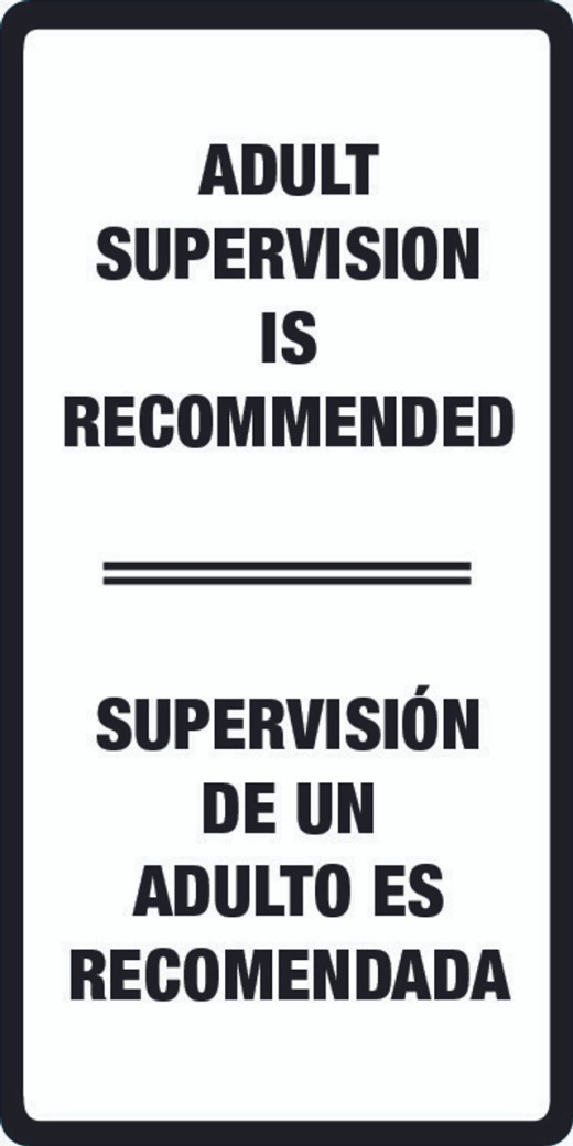 Adult Supervision Warning Label - English And Spanish