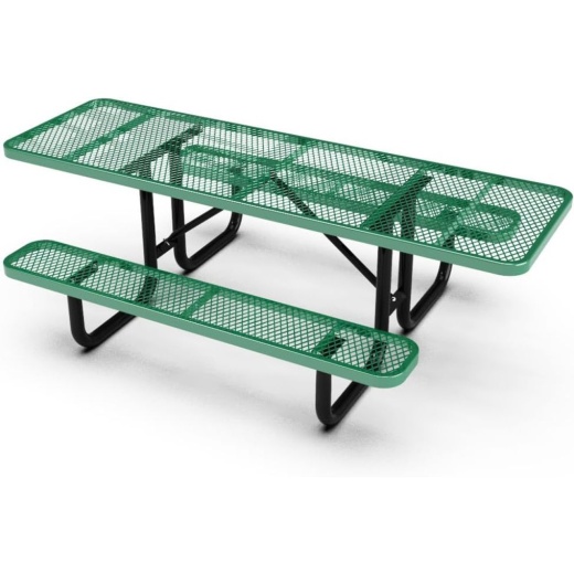 8' Rectangle Ada Expanded Metal Picnic Table - Portable - Thermoplastic Coated