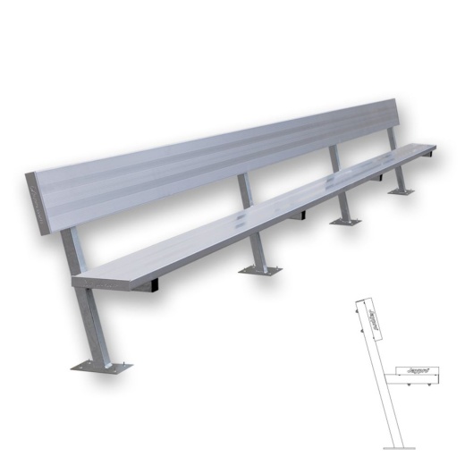 21 Foot Player Bench With Seat Back - Surface Mount