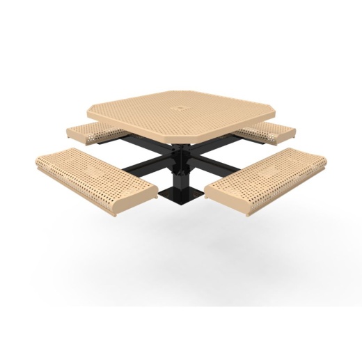46" Octagon Pedestal Table Punched Steel With Rolled Seats - Surface Mount