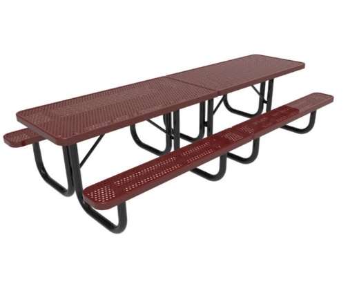 10' Rectangular Punched Steel 2-5' Sections Picnic Table - Portable