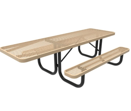 8' Ada Rectangular Expanded Metal Picnic Table - Portable