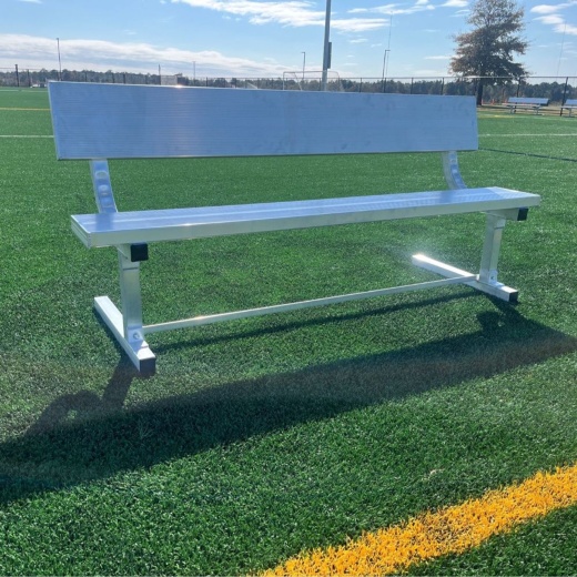 6' Aluminum Bench W/Back - 2 Legs - Portable