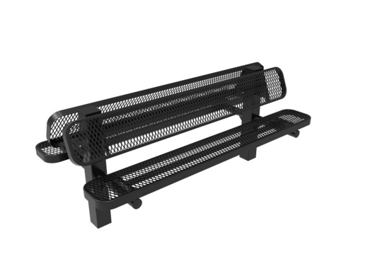 6' Double Pedestal Bench Expanded Metal - Inground Mount