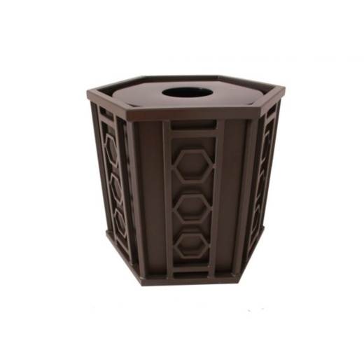 32 Gallon Huntington Hexagon Trash Receptacle With Flat Top Lid And Liner