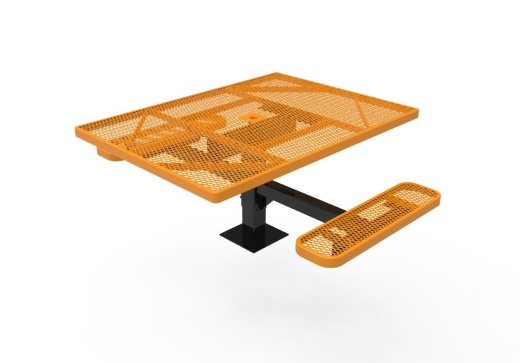 46" Square Ada 2 Seat Pedestal Table Expanded Metal - Surface Mount