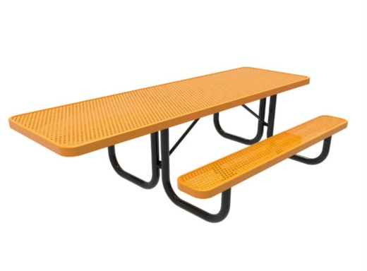 8' Ada Rectangular Punched Steel Picnic Table - Portable