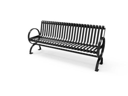 4' Village Bench With Rolled Back - Strap Metal - Portable