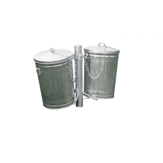 Double 30 Gallon Galvanized Trash Cans With Holder