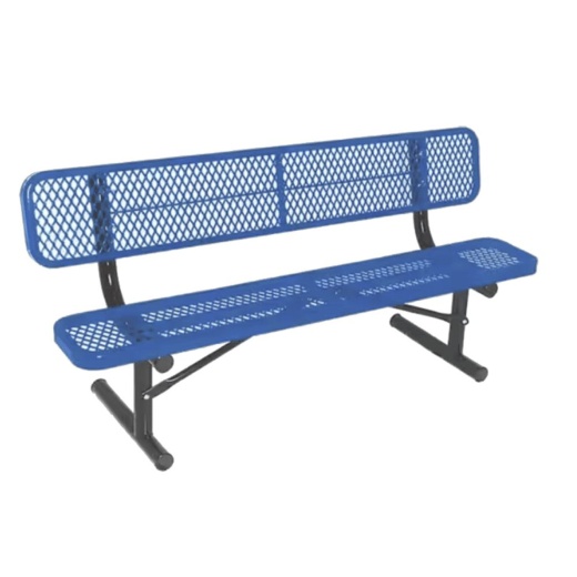 6' Expanded Metal Bench With Back - Portable - Thermoplastic Coated