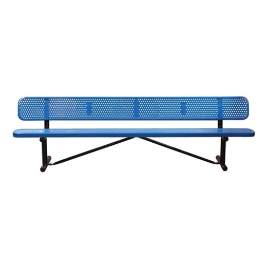 15' Punched Steel Bench W/Back - Portable