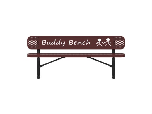 6' Buddy Bench-Punched Steel W/Back