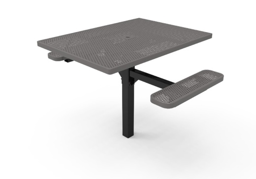 46" Square 2 Seat Accessible Punched Steel Picnic Table - Inground Mount