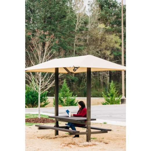 6' Inground Shaded Table Rectangle Umbrella With Glide