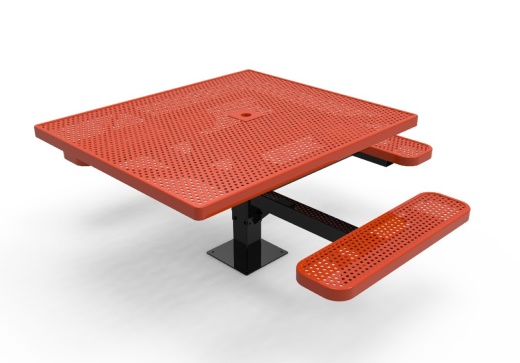 46" Square 3 Seat Accessible Punched Steel Picnic Table - Surface Mount