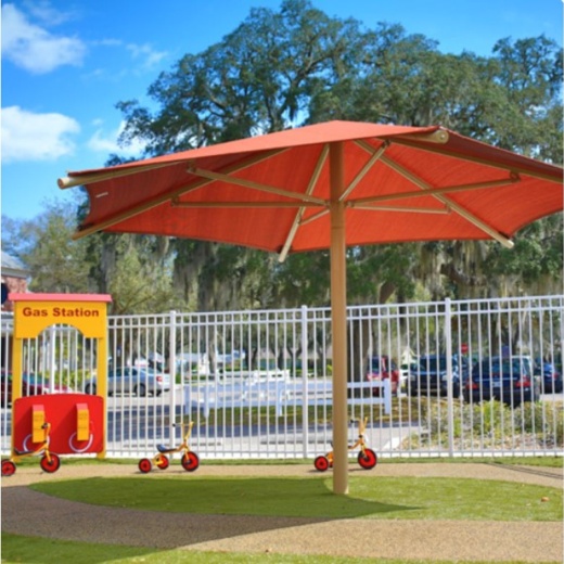 20' X 20' X 8' High Inground Hexagon Umbrella Shade With Glide