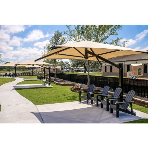 10' X 10'X 8' High Inground Square Cantilever Umbrella Shade With Glide