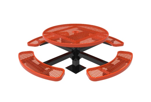 46" Round Pedestal Expanded Metal Picnic Table - Surface Mount