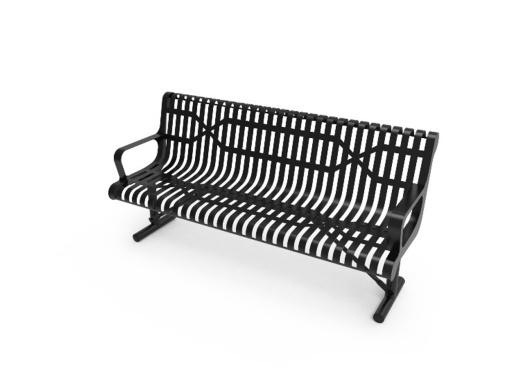 4' Contoured Bench W/Arm - Slatted Steel