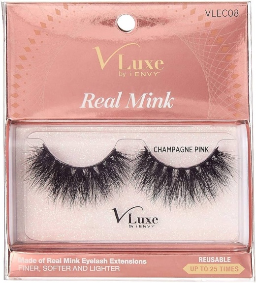 Bl Kiss Vluxe Real Mink Lashes Champagne Pink - Pack Of 3