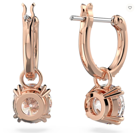 Swarovski Collections Constella Drop Earrings Round Cut, White, Rose Gold-Tone Plated