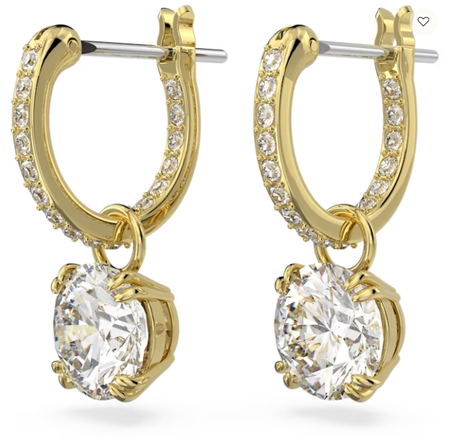 Swarovski Collections Constella Drop Earrings Round Cut, White, Gold-Tone Plated