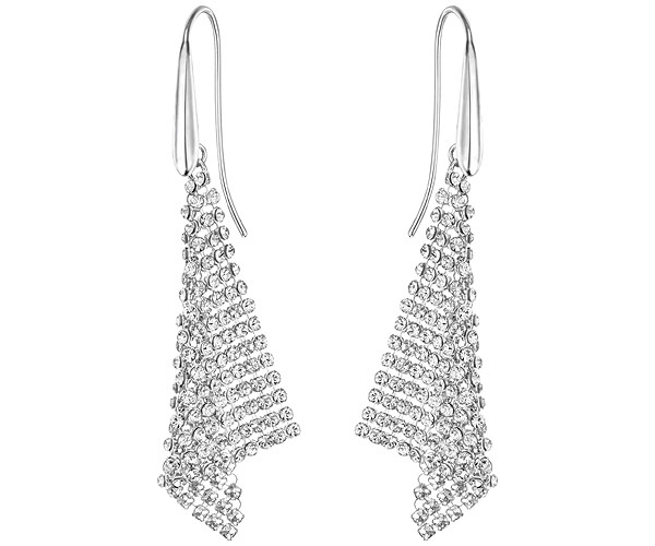 Swarovski Collection Rhodium Plated Crystal Mesh Triangle Earrings