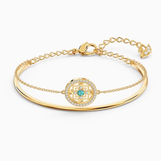 Swarovski Symbolic Mandala Bangle, Green, Gold-Tone Plated