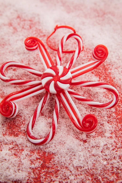 6 Candy Cane Snowflake Ornament