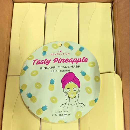 I Heart Revolution Tasty Pineapple Pineapple Face Mask Brightening X1 Sheet Mask (72 Pcs Lot)